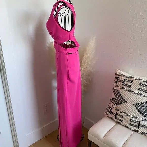 Showpo Anjie Pink Plunge V-Neck Maxi Formal Wedding Prom Dress Size 4 - Picture 9 of 10